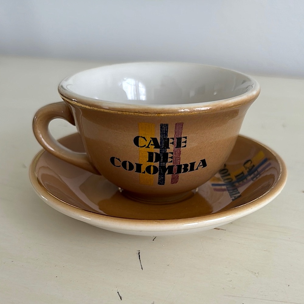 Cafe de Columbia Coffee Espresso Barware Cup and Saucer Porcelain Diamante